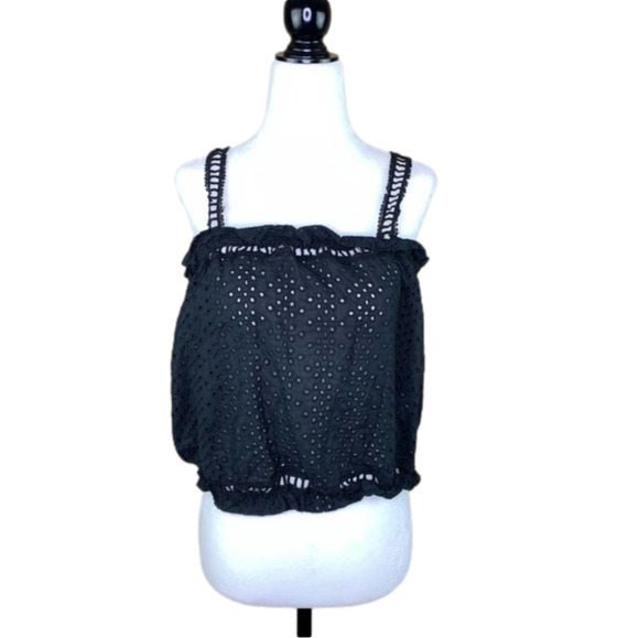 Nwt Elan Halter Black Eyelet Tank Top Medium - Picture 1 of 8